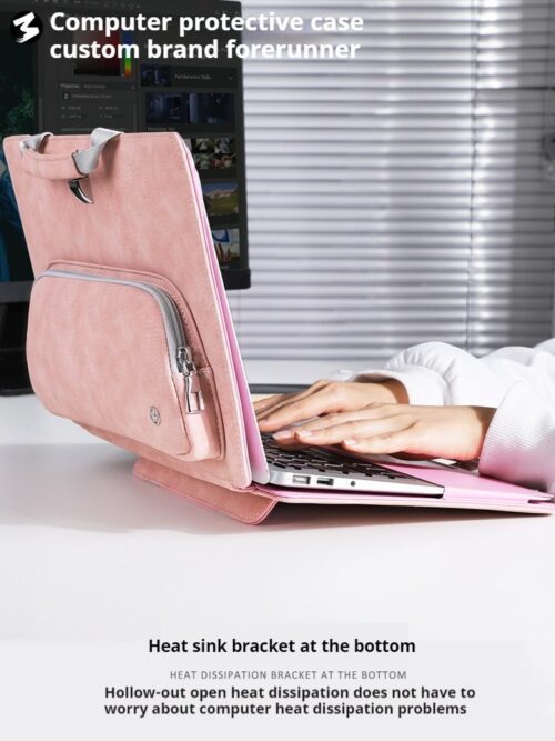 6fc7ce72c8d44fac9286b1dd00f30252 High Grade Stand Cooling Laptop Liner Protective Handbag For Women Fit 13.3 14 15 16 Inch Macbook Huawei Matebook Pro Notebook Protective Case