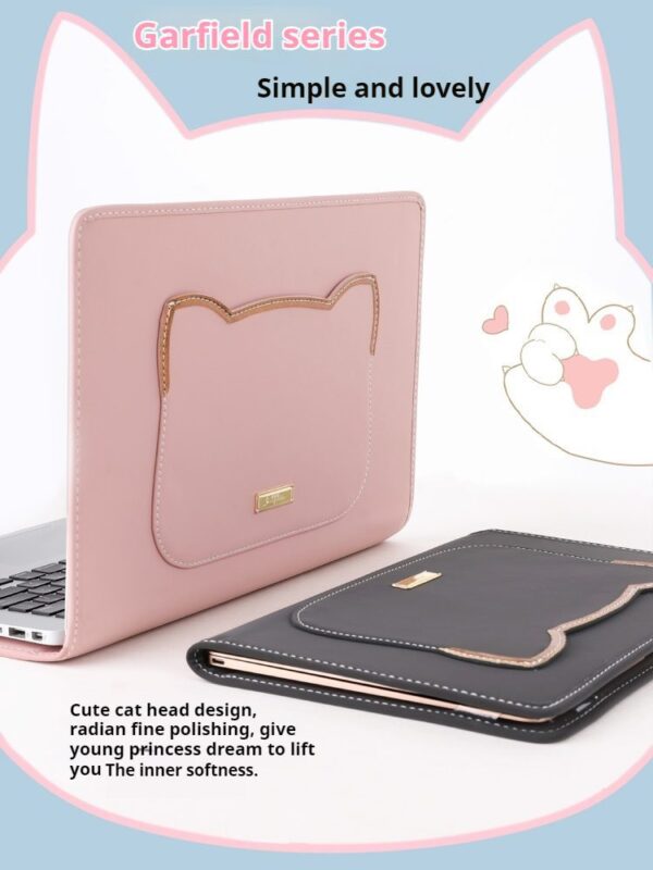 211d7828fdc74c27892fb1df015afd8f Shockproof Cute Cat Head Portable Shoulder Leather Notebook Liner Bag For Women Fit 13.3 14 15 16 Inch Macbook Air Huawei Lenovo Xiaoxin Pro Laptops