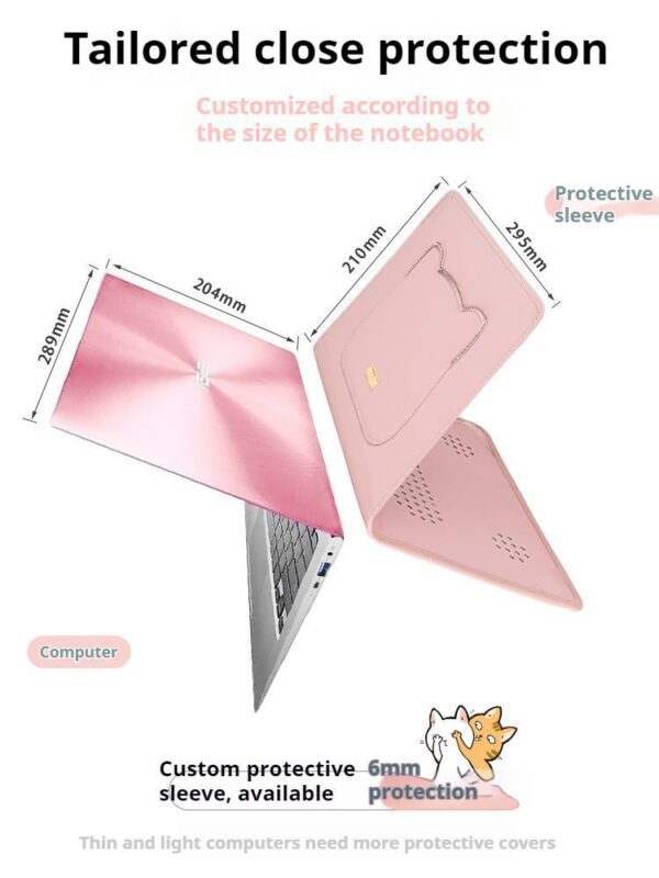 41b5234e18de4989b929b1df015aff07 Shockproof Cute Cat Head Portable Shoulder Leather Notebook Liner Bag For Women Fit 13.3 14 15 16 Inch Macbook Air Huawei Lenovo Xiaoxin Pro Laptops