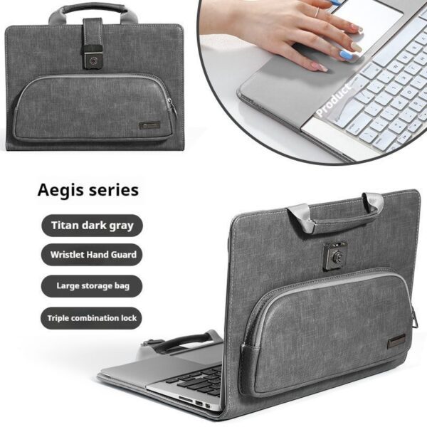 4dd4840d1e1d4db2a68cb1e100c899cf New Laptop protective case 14 inch computer bag female male business leather case password lock portable storage bag applicable to Apple air13.3 Huawei glory Xiaoxin 16-inch HP Dell
