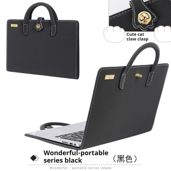 bebf875a962348b78a71b1e000d5718b Shockproof Simple Leather Notebook Protective Shell Bag For Women Fit 13.3 14 15 16 Inch Apple Air Huawei Lenovo Xiaoxin Pro HP Dell Xiaomi Laptops