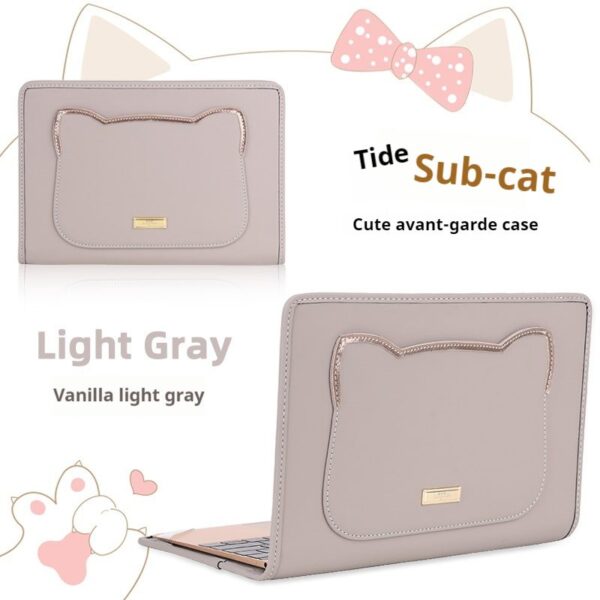 de39b06e794a4d9193e8b1df015b0008 Shockproof Cute Cat Head Portable Shoulder Leather Notebook Liner Bag For Women Fit 13.3 14 15 16 Inch Macbook Air Huawei Lenovo Xiaoxin Pro Laptops