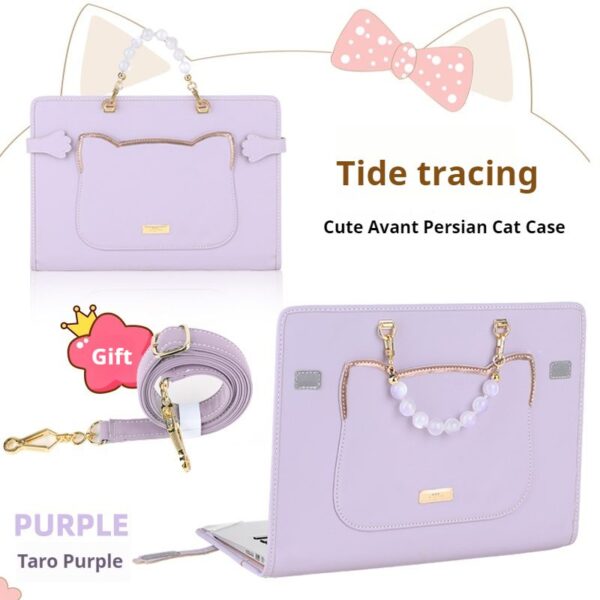 fedd0c4583d64f4b98e0b1df015b02c2 Shockproof Cute Cat Head Portable Shoulder Leather Notebook Liner Bag For Women Fit 13.3 14 15 16 Inch Macbook Air Huawei Lenovo Xiaoxin Pro Laptops